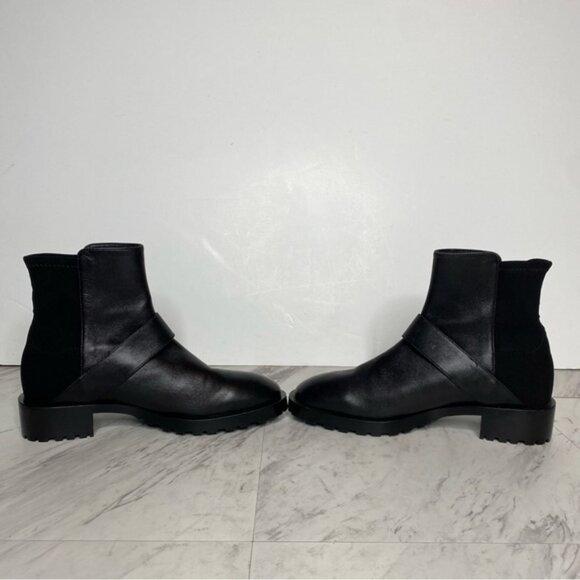 Stuart Weitzman Luxering Black Leather Bootie 7B - Picture 5 of 14